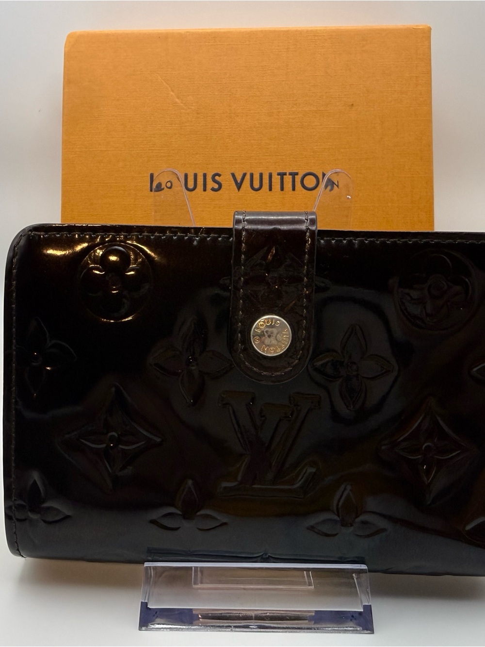 Louis Vuitton Vernis Patent Black Snap Wallet